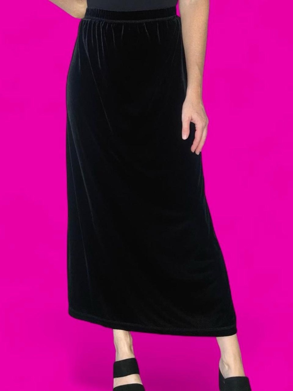 Vintage Carol Anderson Collection Black Velvet Midi Maxi Skirt